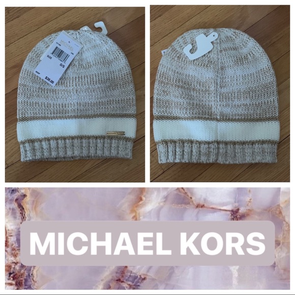 NWT Michael Kors Cream Knit winter Beanie Hat - Picture 1 of 5
